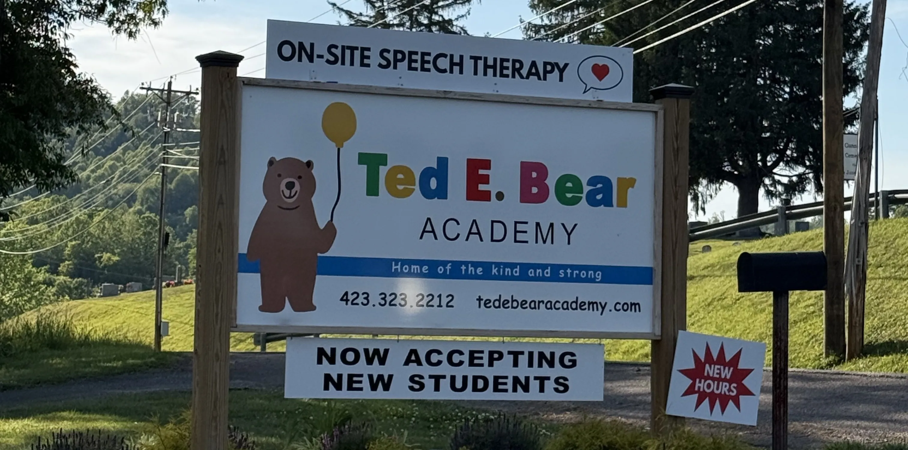 Ted E. Bear Academy sign at the Blountville location